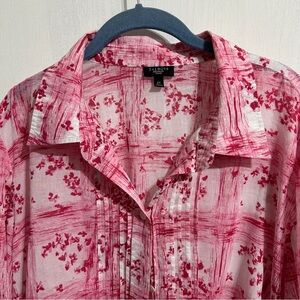 Talbots Pink and White Floral Blouse 2X